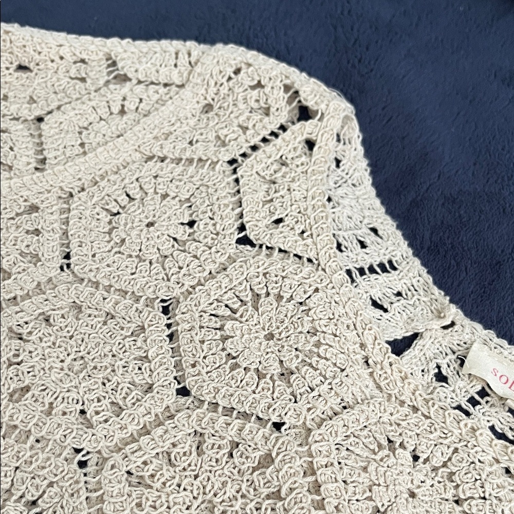 48# Boho NWOT Cream Crochet Sweater - Picture 7 of 11